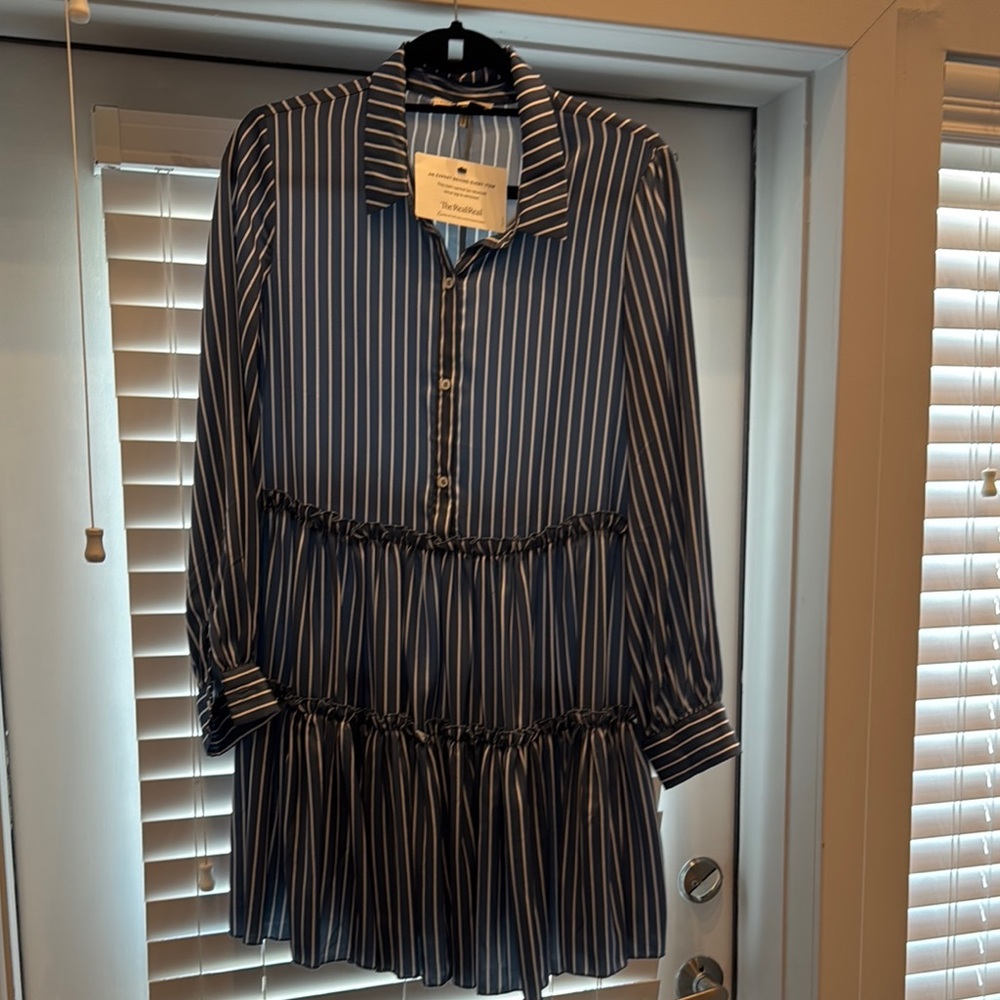 Maje Blue and White Striped Dress - Picture 3 of 6